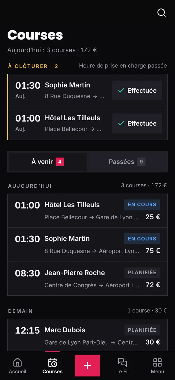 Les courses à venir dans VTC Master