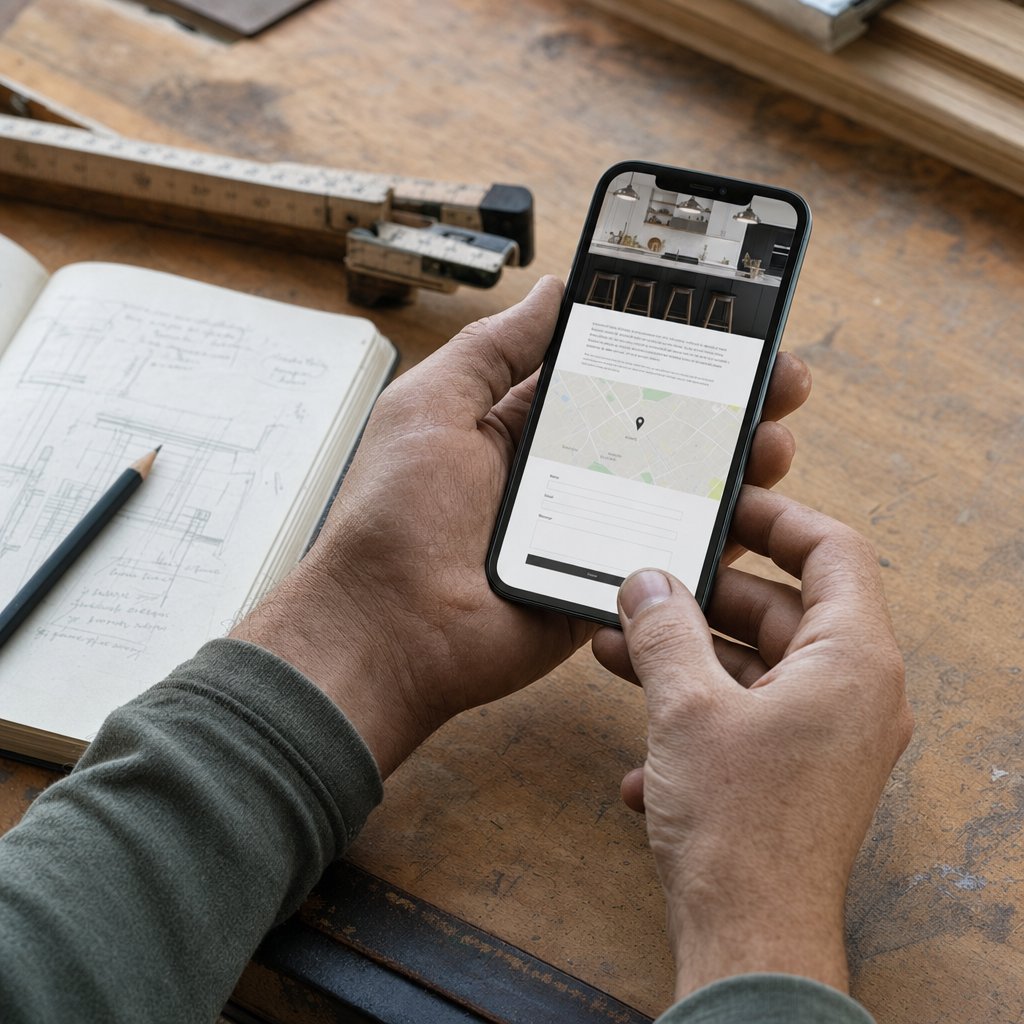 Artisan de l'Eure consultant son site internet et une demande de devis sur smartphone