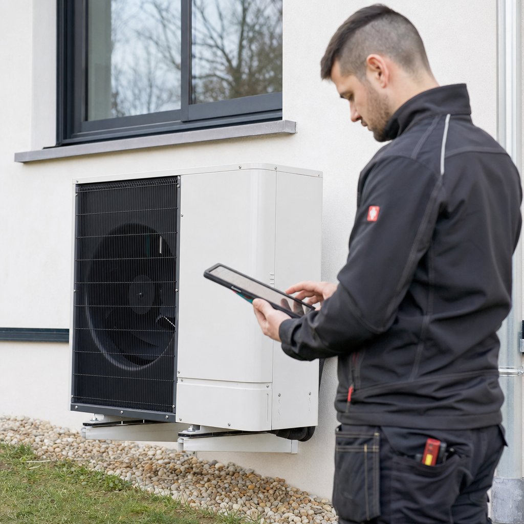 Artisan RGE presentant sur tablette un site web professionnel avec badge de certification pour capter des chantiers MaPrimeRenov