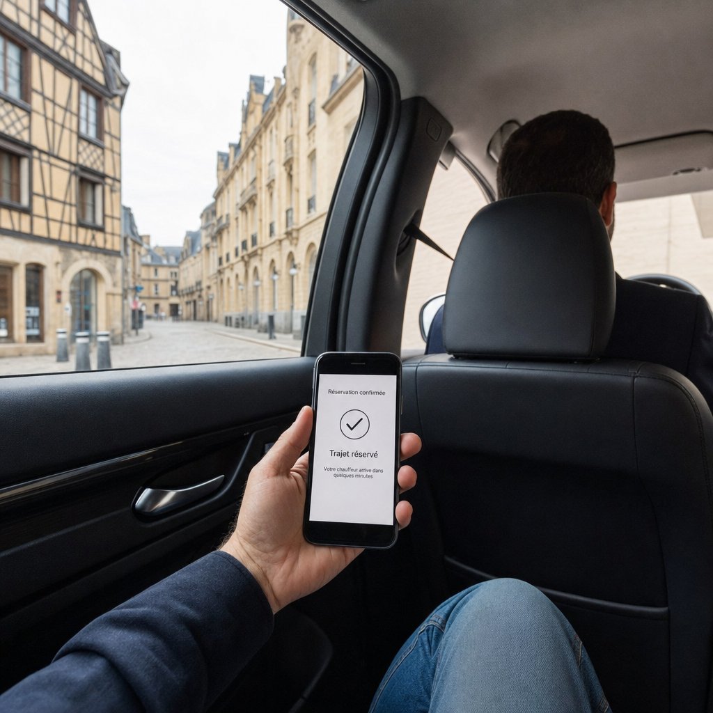 Réservation en ligne depuis un véhicule VTC près de la cathédrale Saint-Étienne à Metz