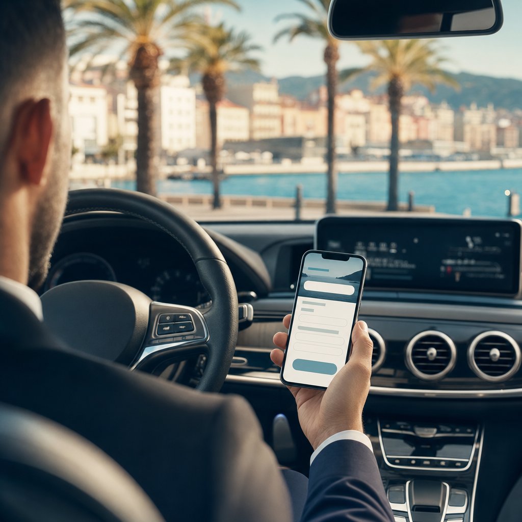 Chauffeur VTC à Toulon consultant les réservations en ligne de son site internet