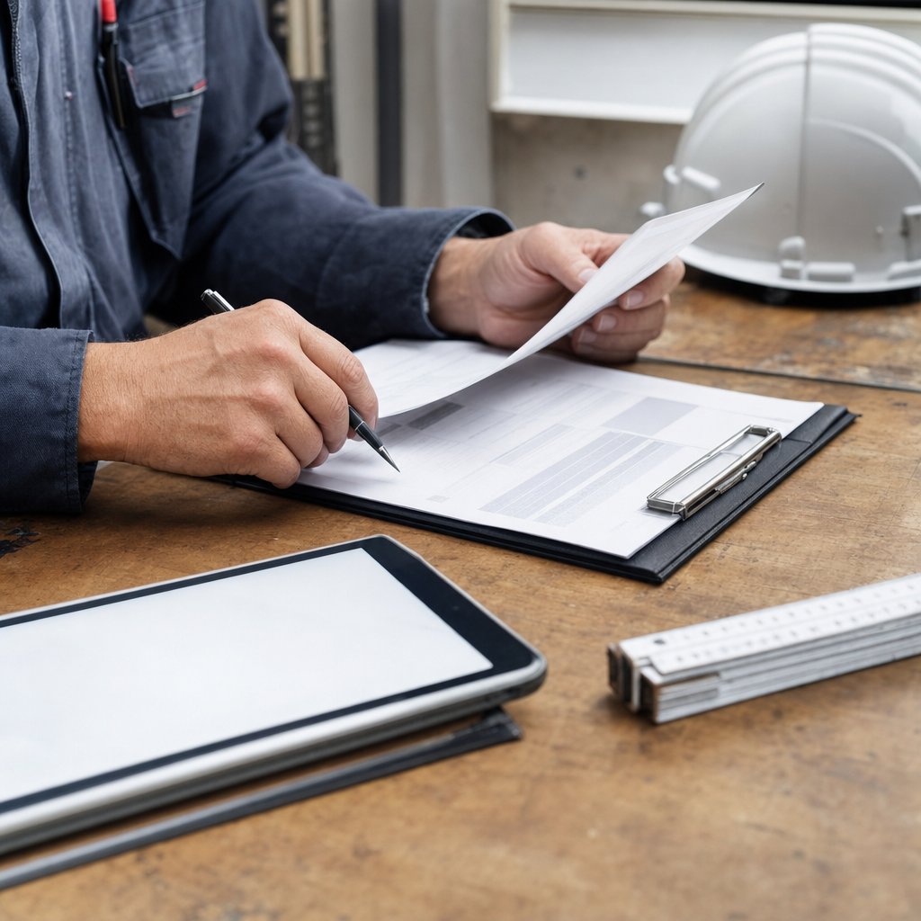 Artisan RGE préparant un devis de rénovation énergétique éligible aux aides MaPrimeRénov'