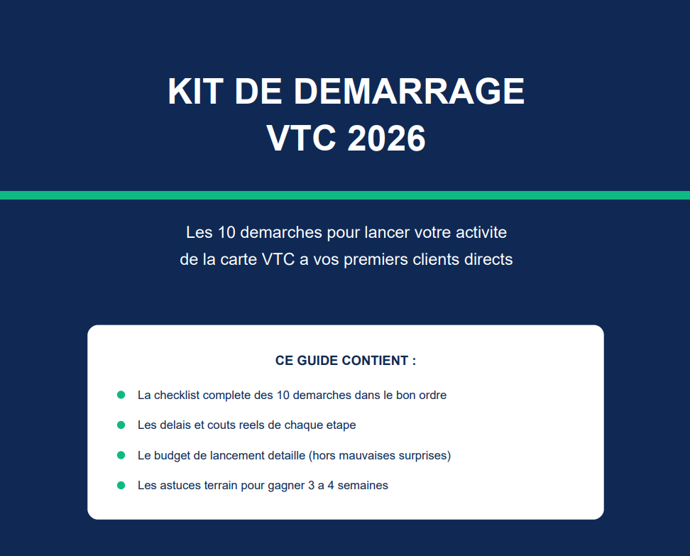 Aperçu du Kit de Démarrage VTC 2026 en PDF gratuit : page de couverture