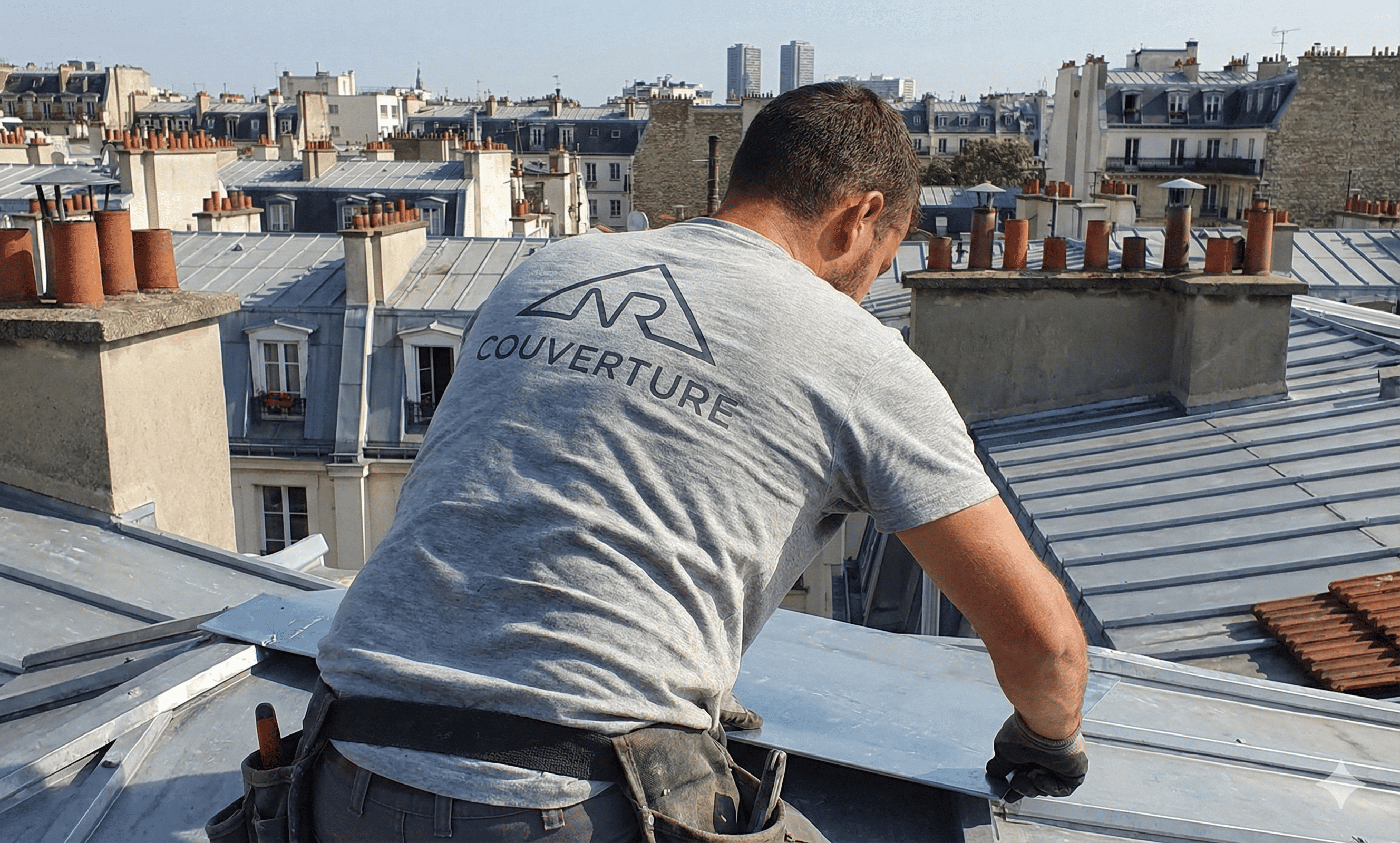 Couvreur NR Couverture en action sur un toit parisien