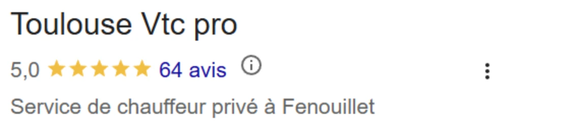 Fiche Google de Toulouse VTC Pro — 5,0 sur 64 avis