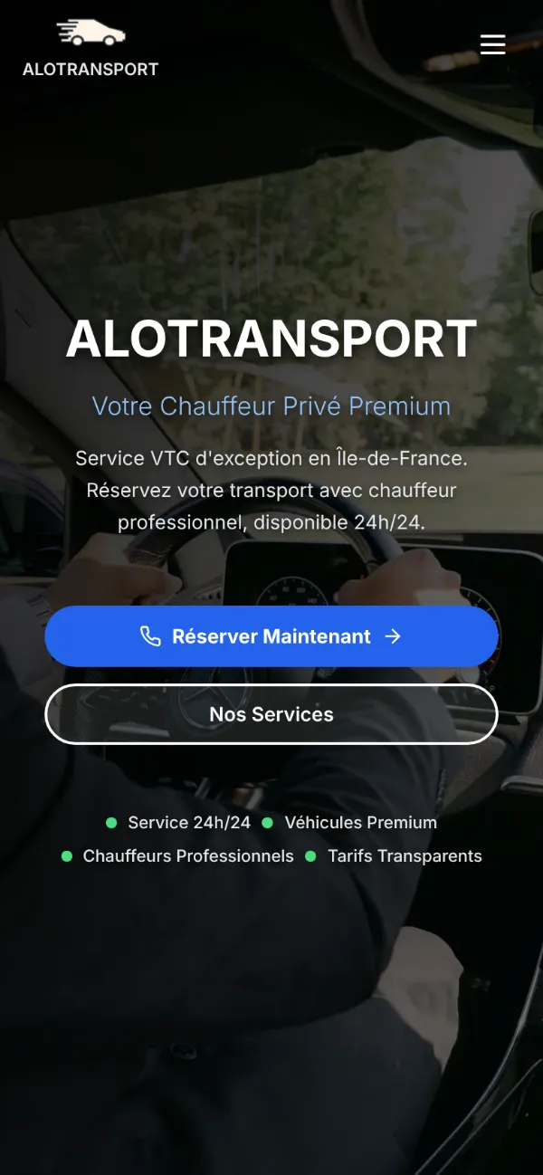 Le site de Alotransport sur téléphone