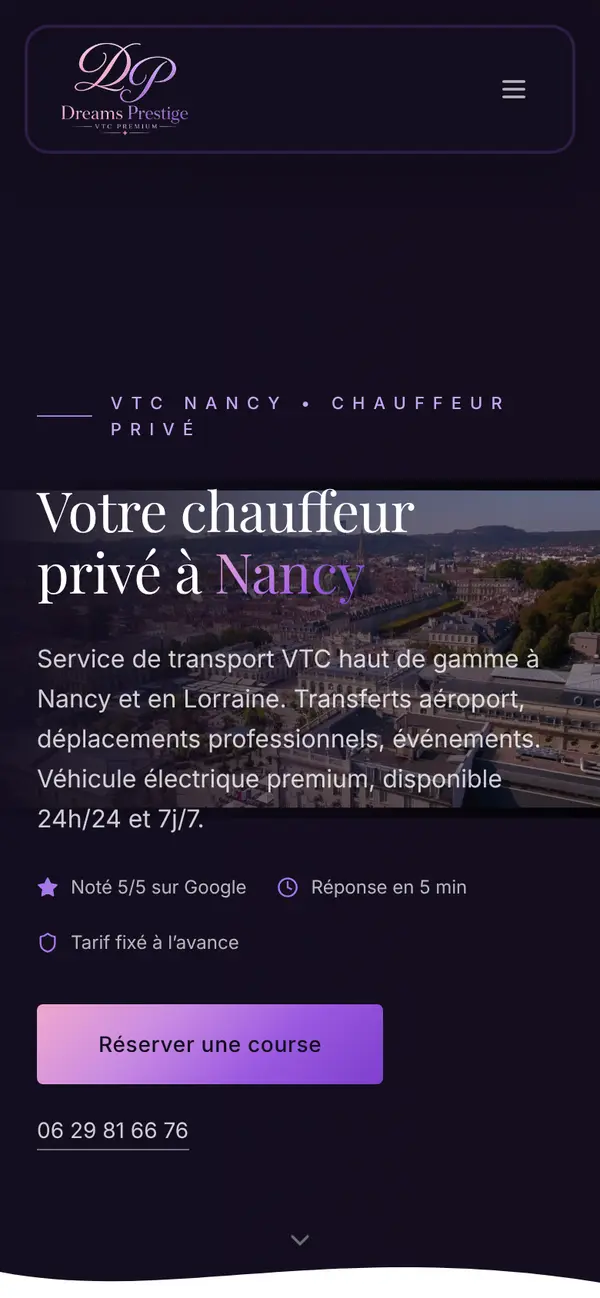 Le site de Dreams Prestige sur téléphone
