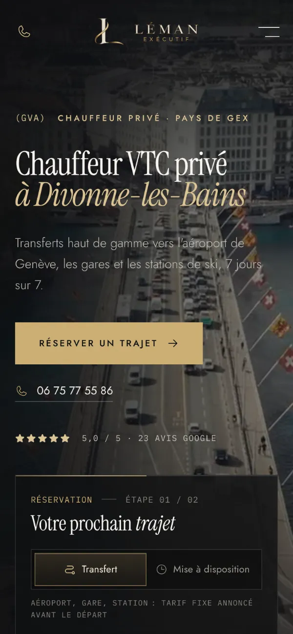 Le site de Léman Exécutif sur téléphone