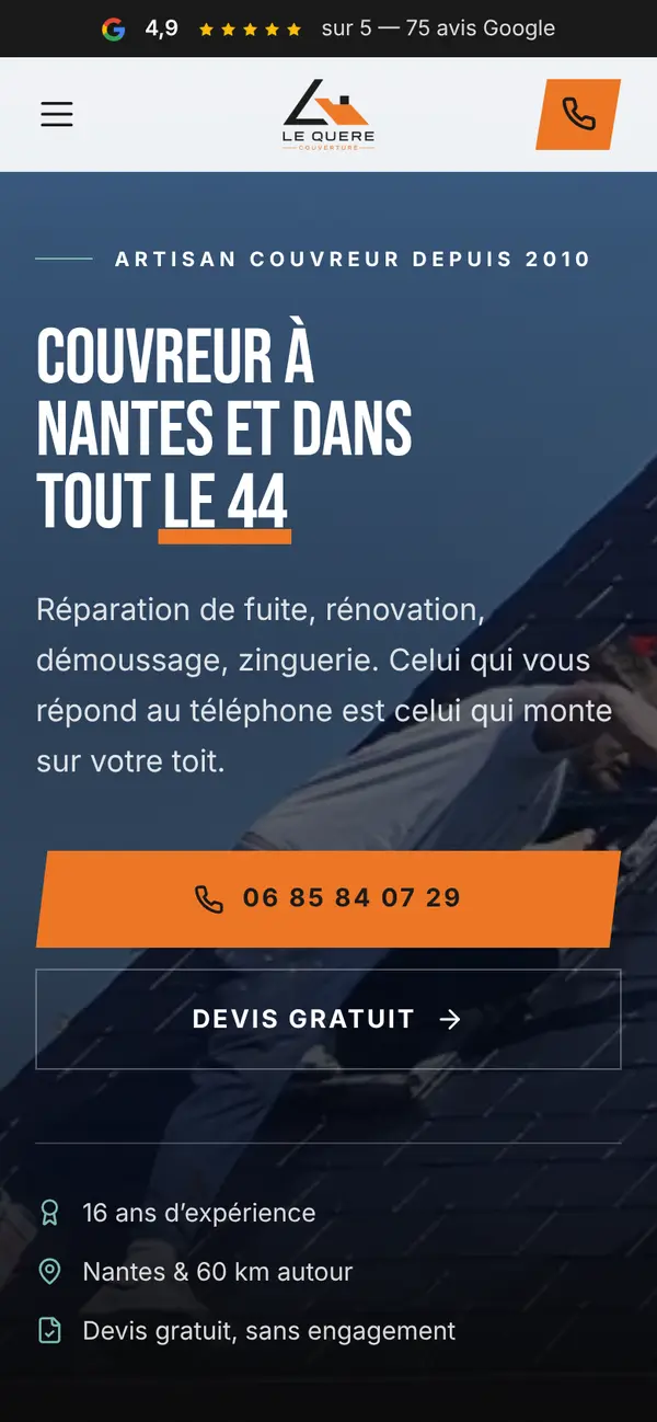 Le site de Le QUERE Couverture sur téléphone