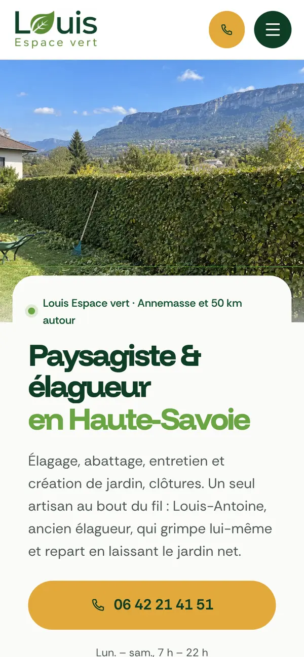 Le site de Louis Espace vert sur téléphone