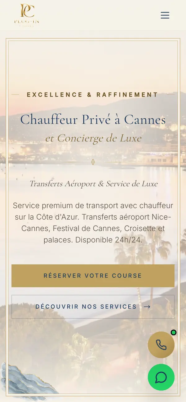 Le site de Plug-In Cannes sur téléphone