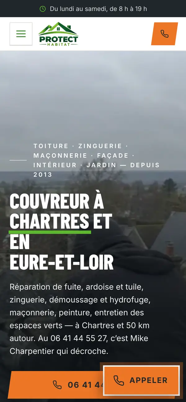 Le site de Protect Habitat sur téléphone