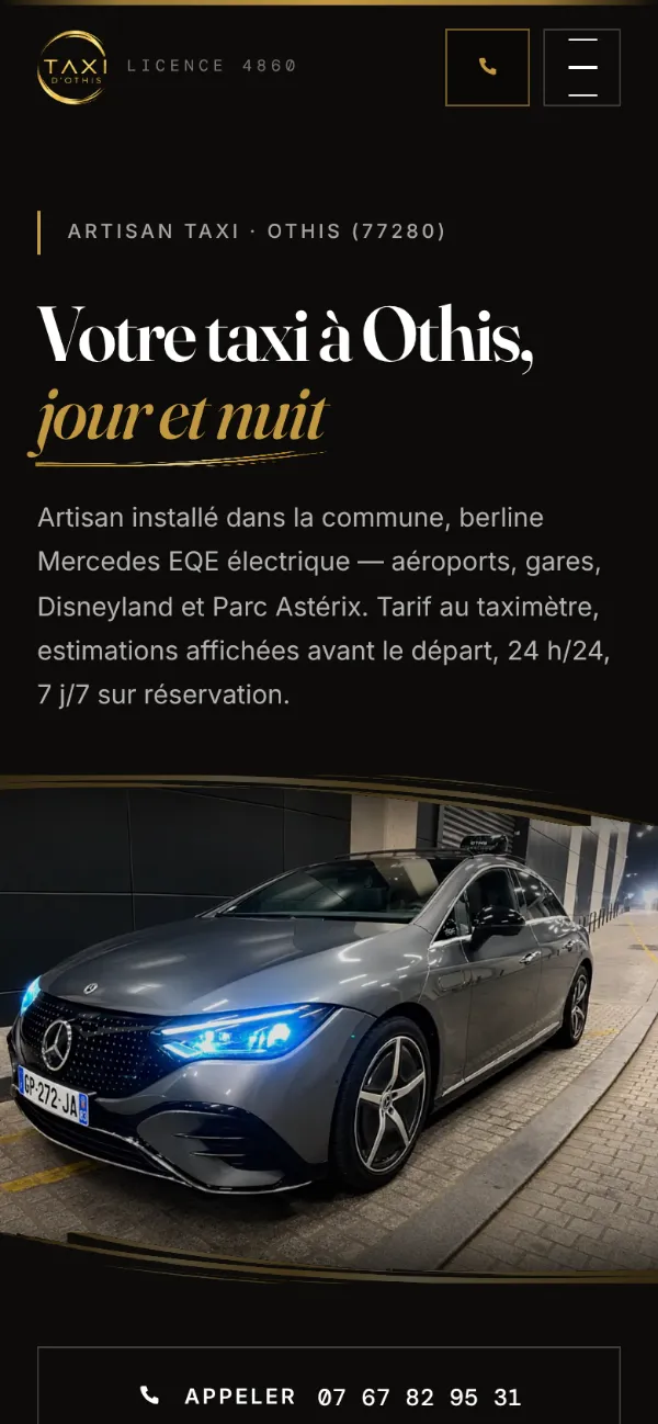 Le site de Taxi d’Othis sur téléphone
