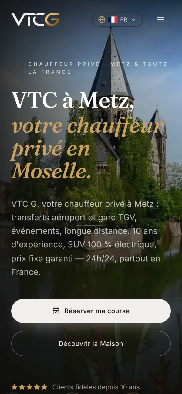 Le site de VTC G sur téléphone