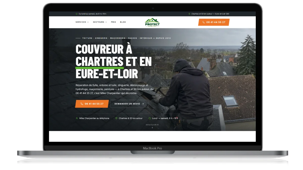 Site Protect Habitat, couvreur à Chartres, créé par Ozymandias
