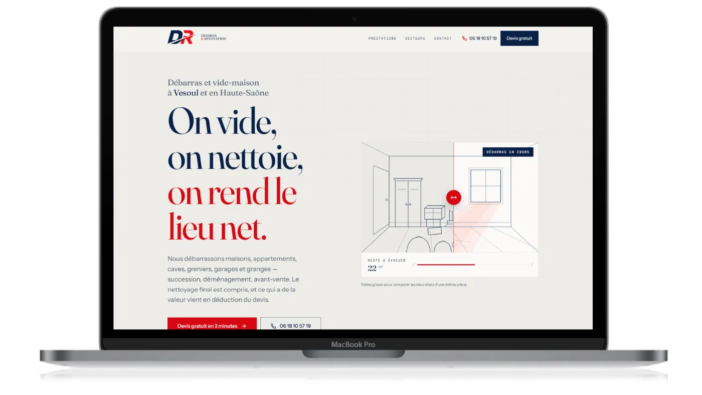 Débarra & Rénovation — Aperçu du site web, débarras et vide-maison à Vesoul et en Haute-Saône