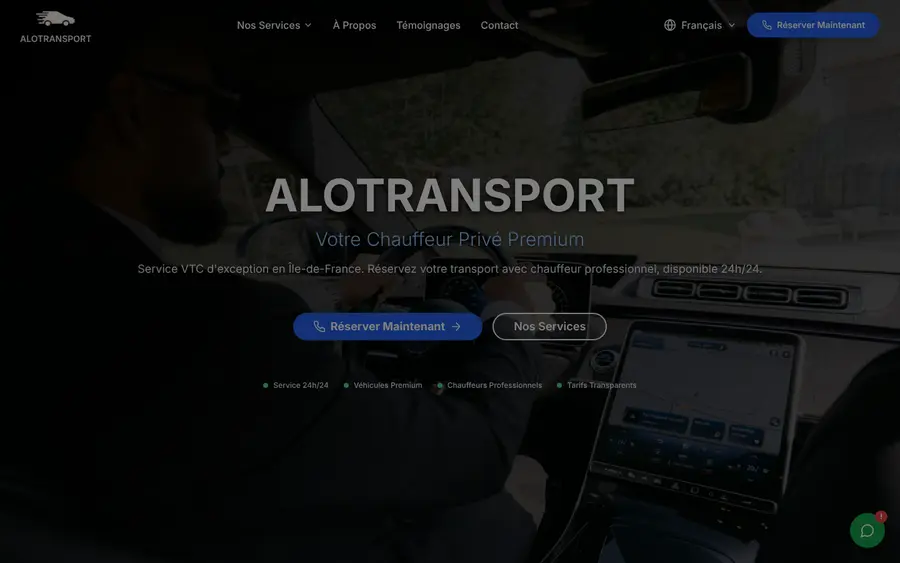 Le site de Alotransport sur ordinateur, créé par Ozymandias