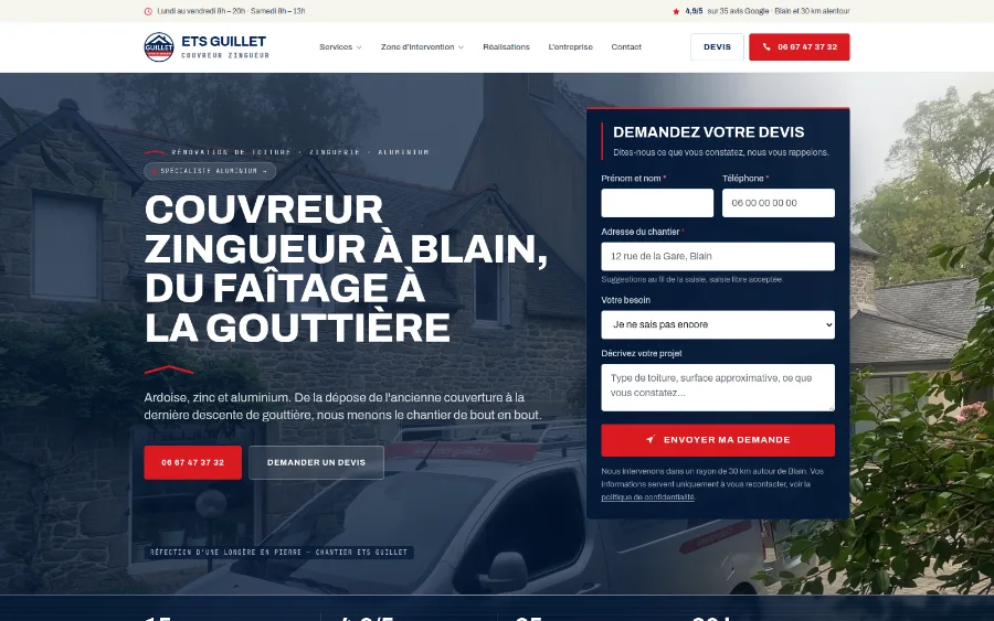 ETS Guillet — Couvreur zingueur à Blain (44), spécialiste aluminium