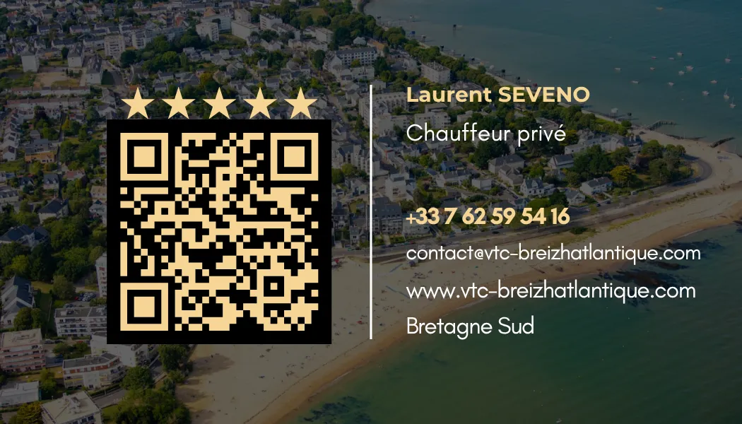 Carte de visite VTC Breizh Atlantique — verso avec coordonnées
